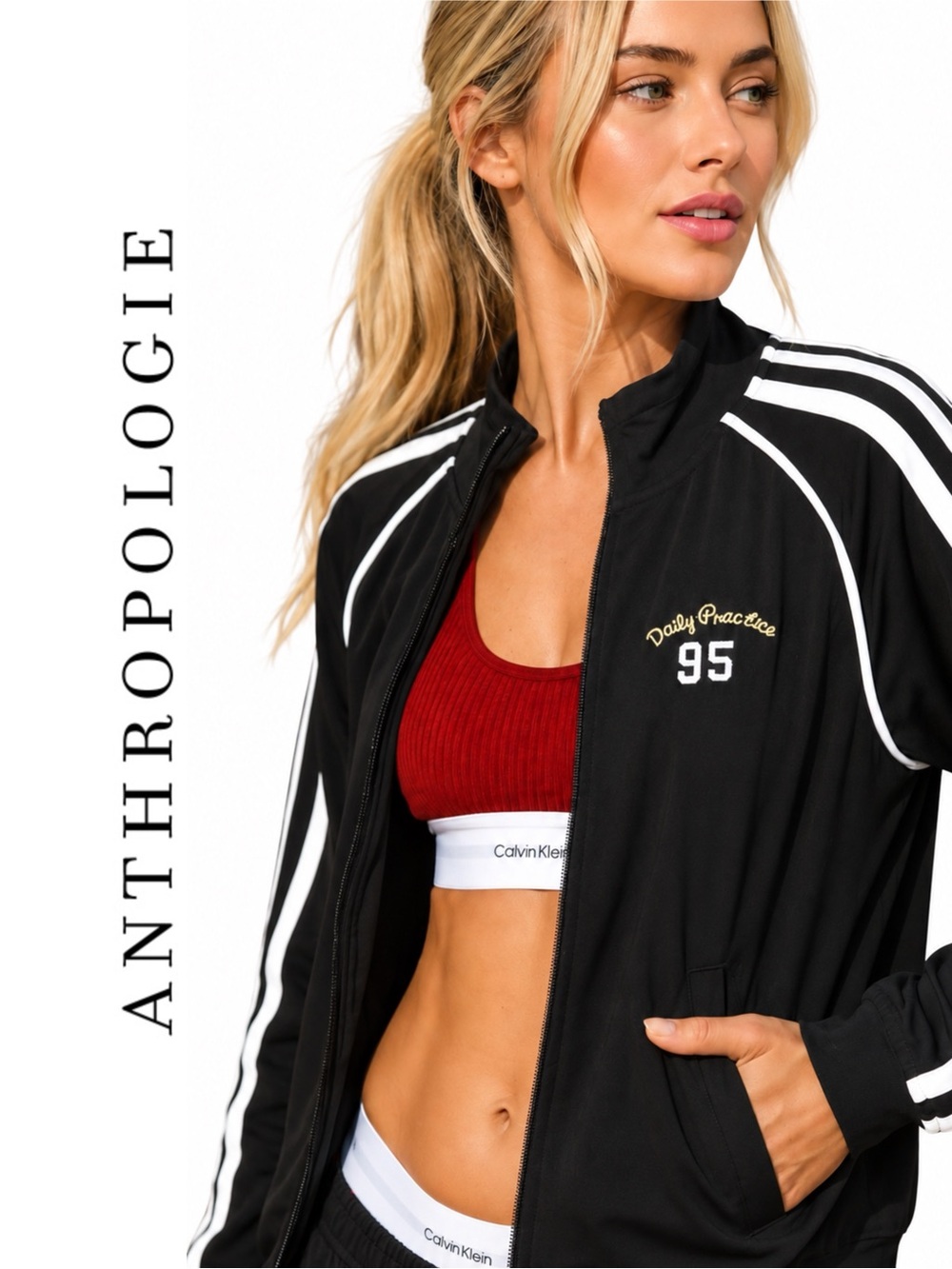 Anthropologie Daily Practice Zip-Up Knit Jacket